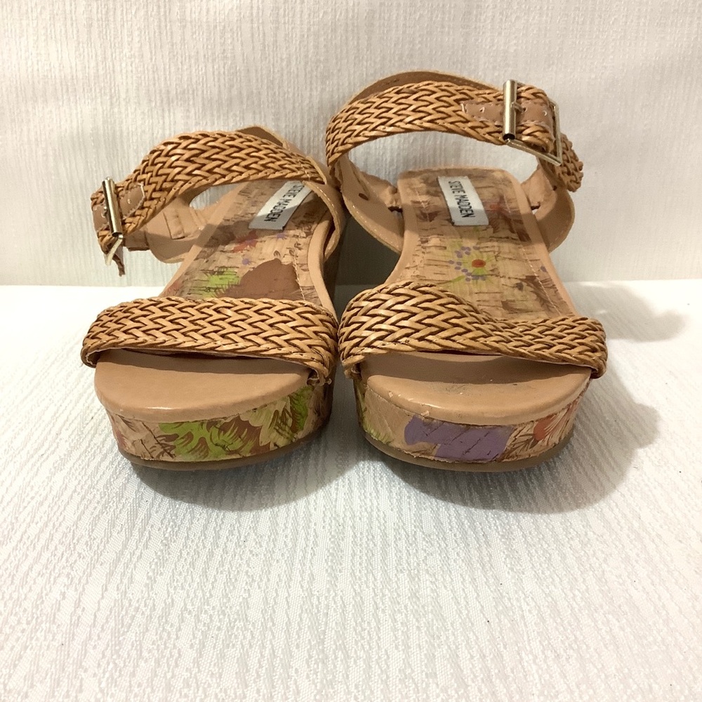 STEVE MADDEN “Buttercup” Printed Cork Wedge Sandals - Picture 5 of 10